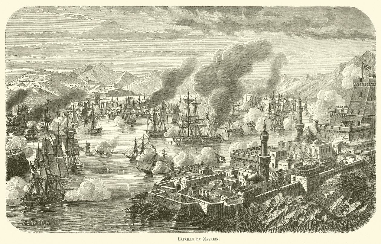 Battle of Navarino by French School