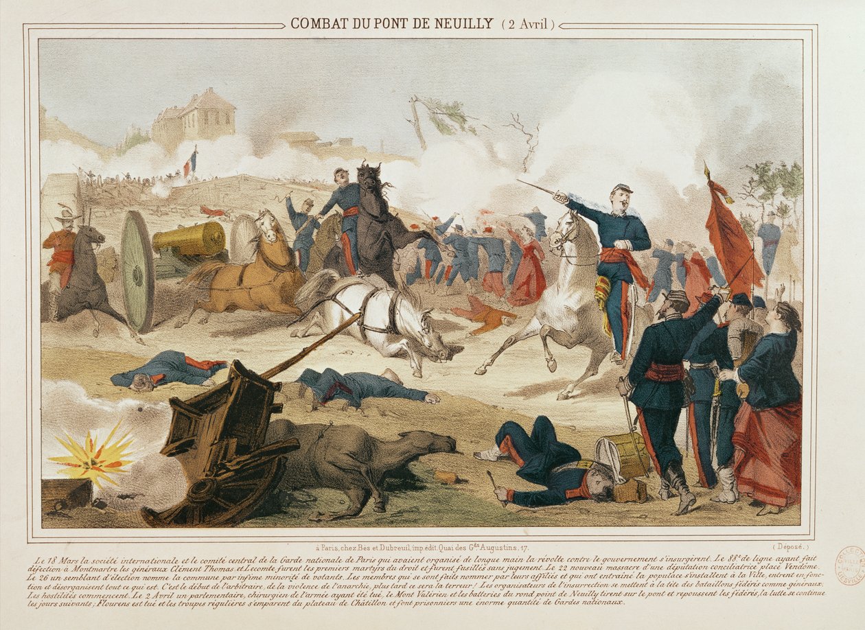 Battle at the Pont de Neuilly, 2nd April 1871 by French School