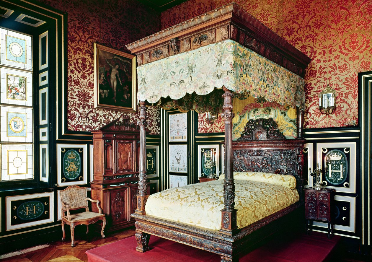 Bedroom of Henri II (1519-59) and Diane de Poitiers (1499-1566) by French School