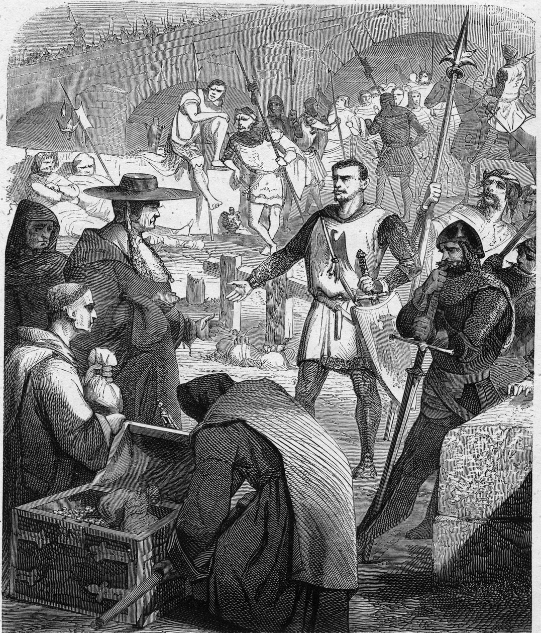 Bertrand du Guesclin refusing to receive money from the inhabitants of Avignon by French School