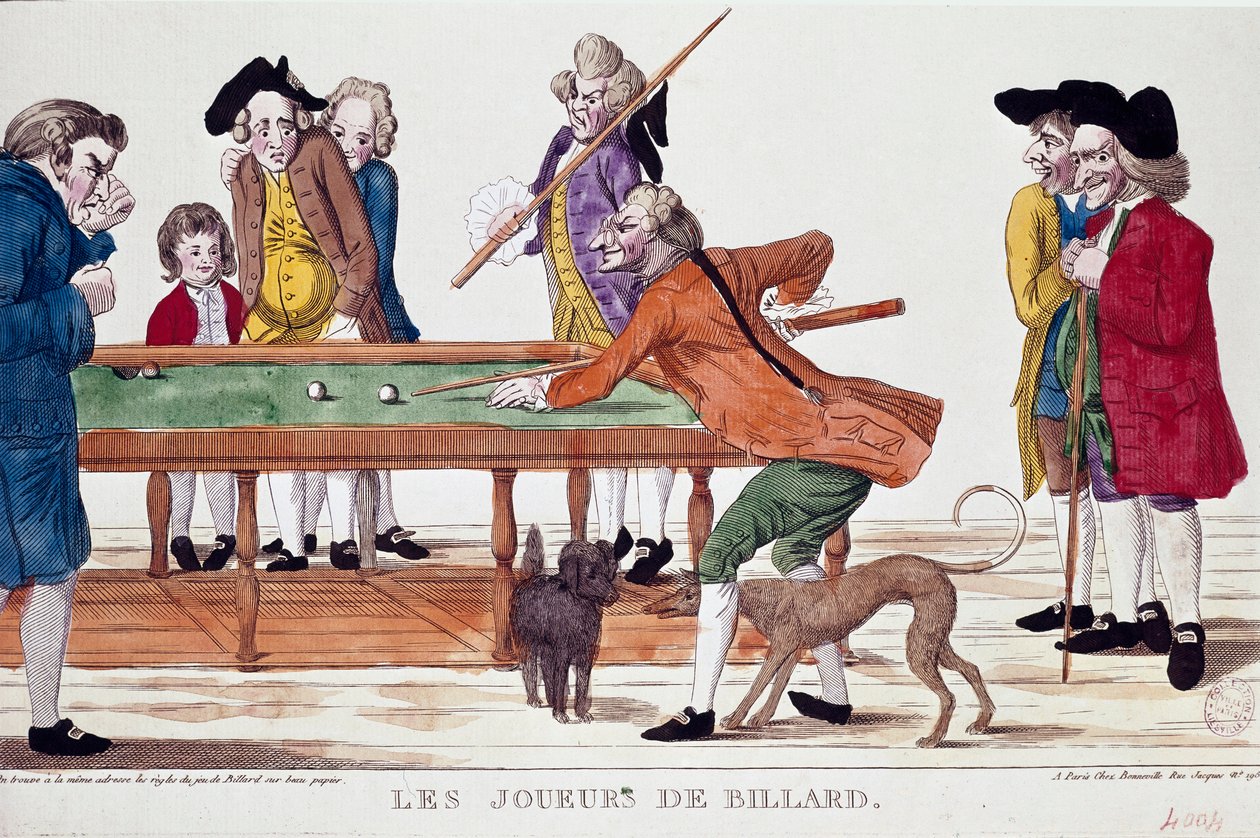 Billiards Players (engraving) by French School