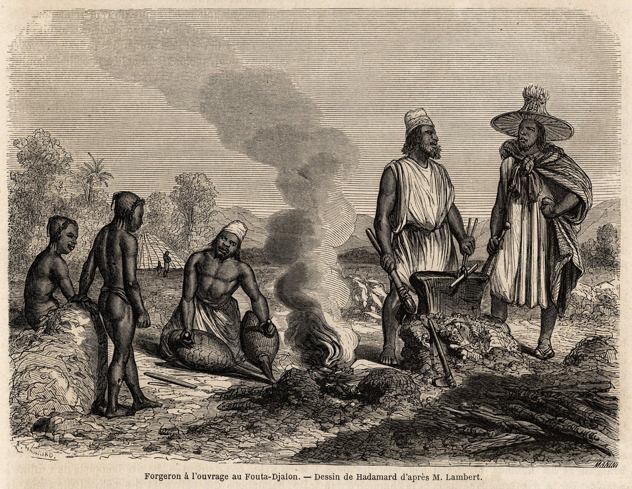 Blacksmith at work in Fouta Djalon by French School