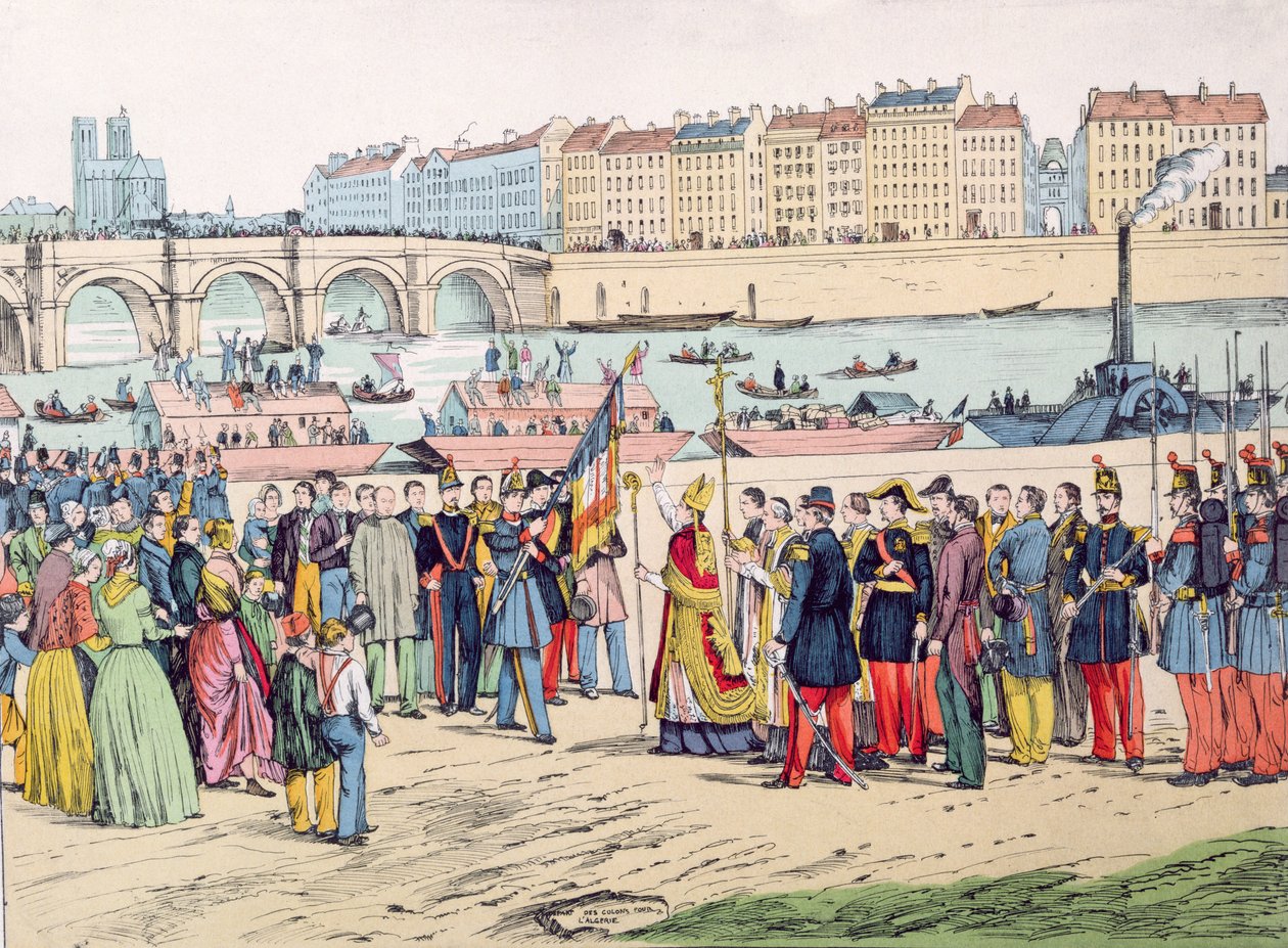 Blessing of the Flags in Paris before the Departure of the Colonists for Algeria by French School