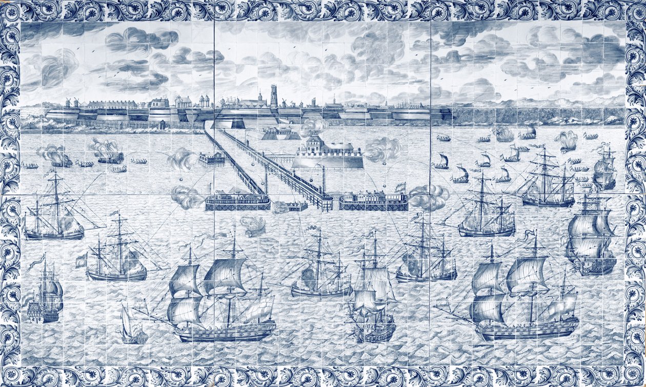 Bombardment of Dunkirk on 11th August 1695 by French School