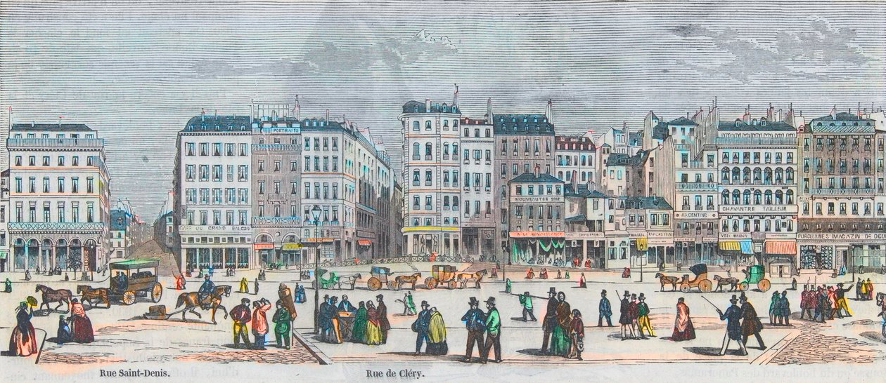 Boulevard Saint-Denis and Boulevard Bonne-Nouvelle - Rue Saint-Denis - Rue de Clery - Engraving from 