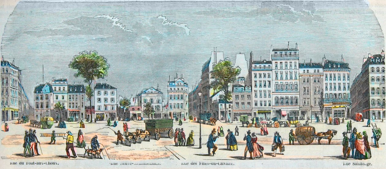 Boulevard des Filles du Calvaire and Boulevard du Temple - Rue Pont aux Choux - Rue des Filles-du-Calvaire - Rue Saintonge - Engraving in 