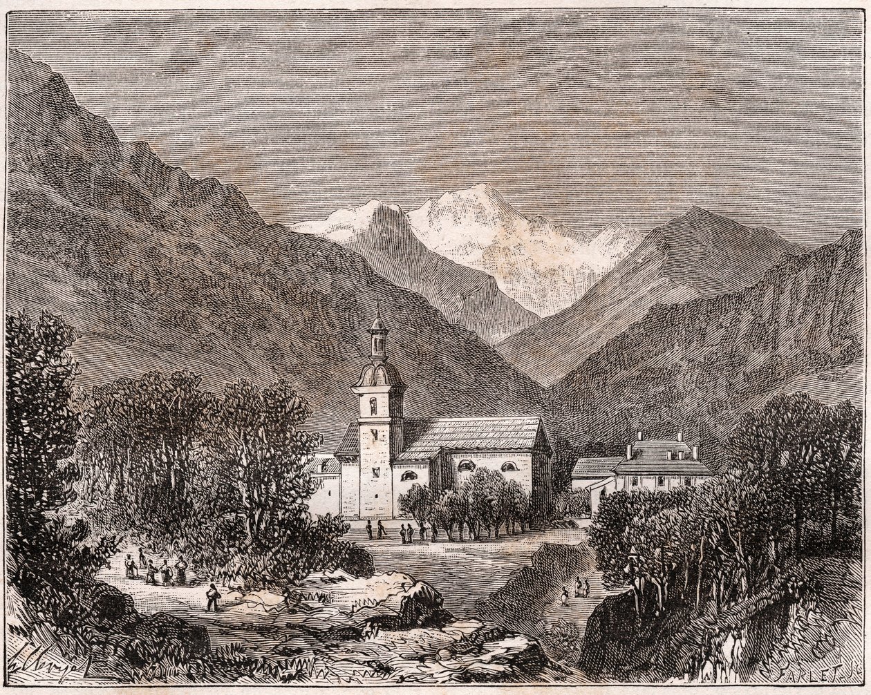 Brides-les-Bains - Savoie - engraving in 