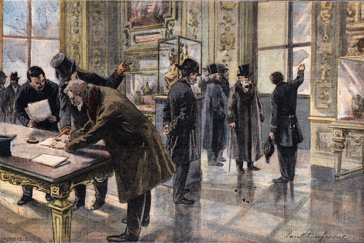 Burglary attempt at the Louvre museum, in Paris - Illustration from French newspaper Le Petit Parisien, February 2nd by French School