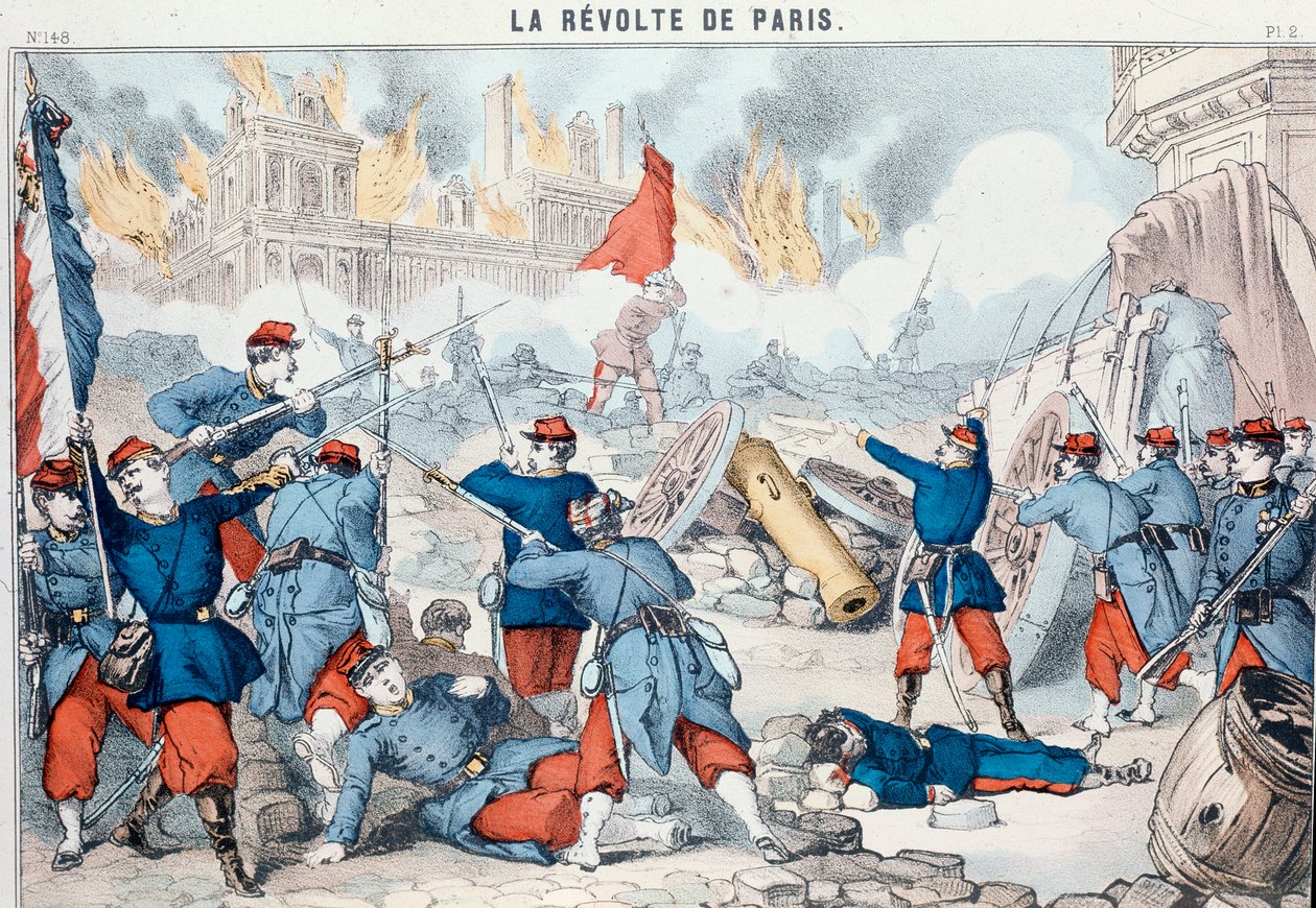 Burning and destruction of the Paris City Hall by the Communards, May 1871 by French School