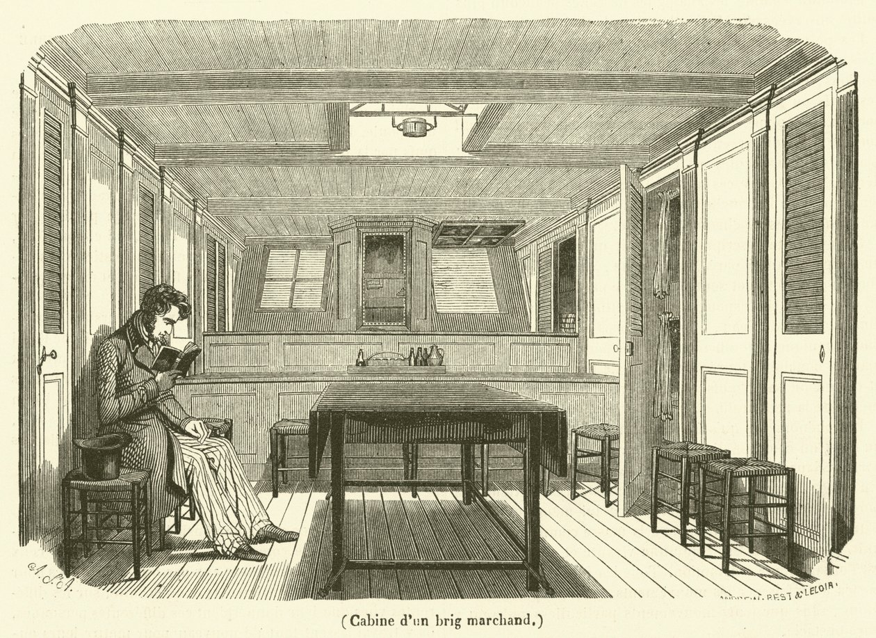 Cabin of a Merchant Brig by French School