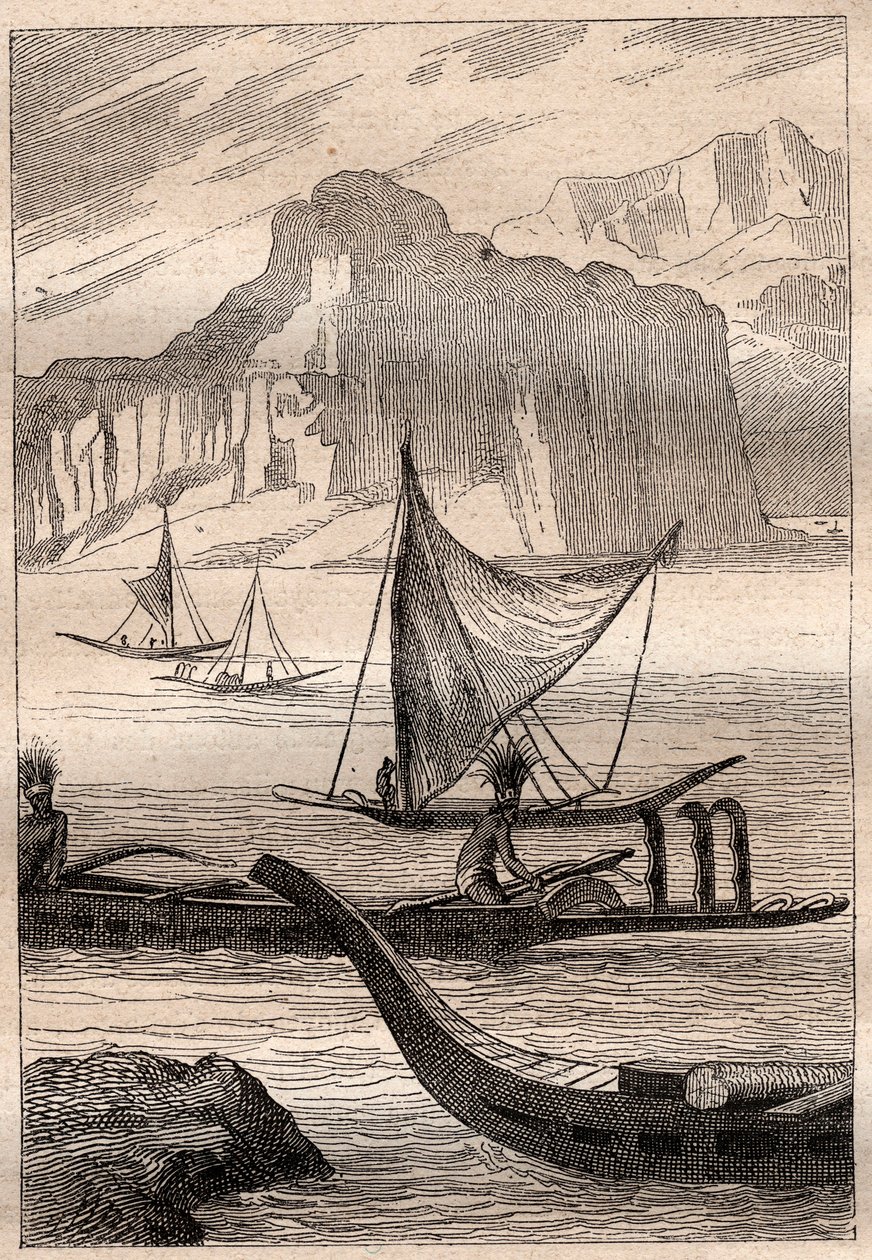 Canoes of the Marquises Islands - illustration taken from 
