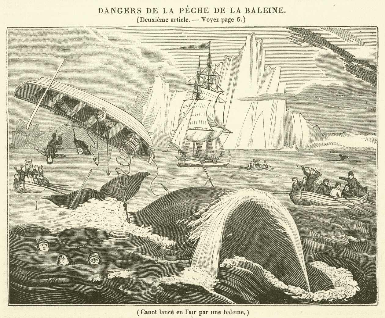 Canoe Thrown into the Air by a Whale by French School