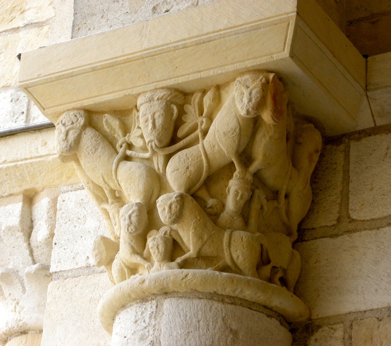 Capital depicting lions and faces by French School