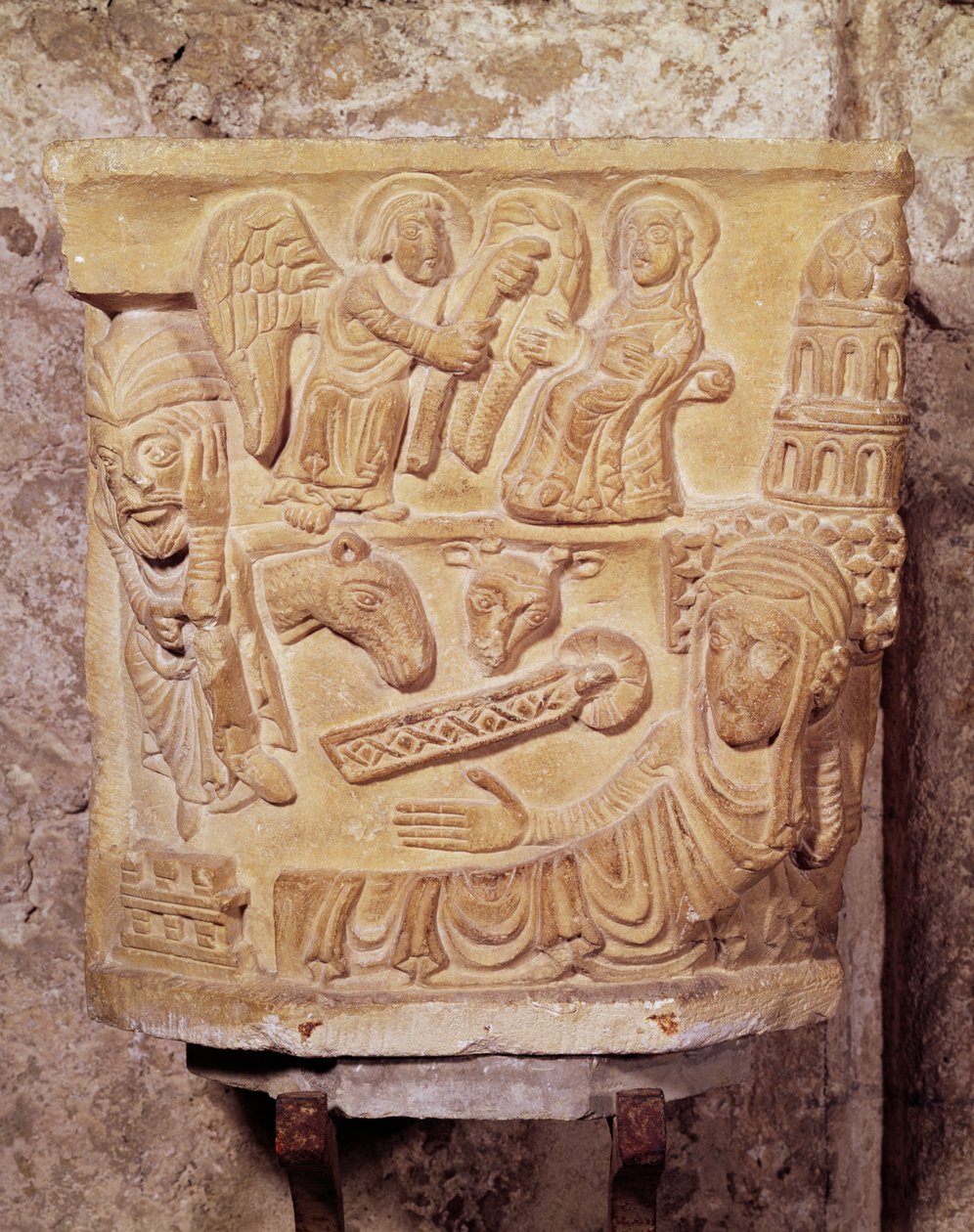 Capital Showing The Annunciation and the Nativity by French School