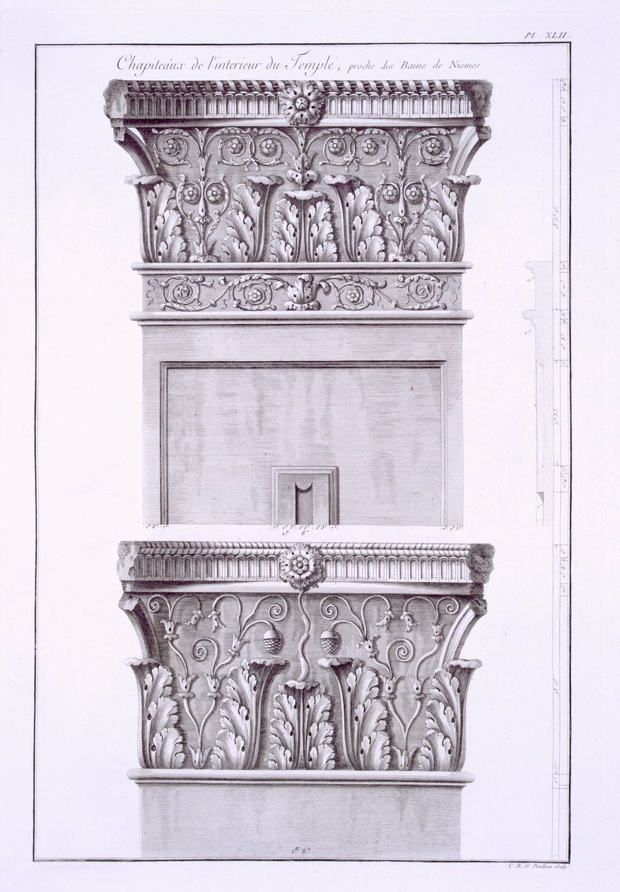Capitals from the Temple near the Roman Baths, Nimes by French School
