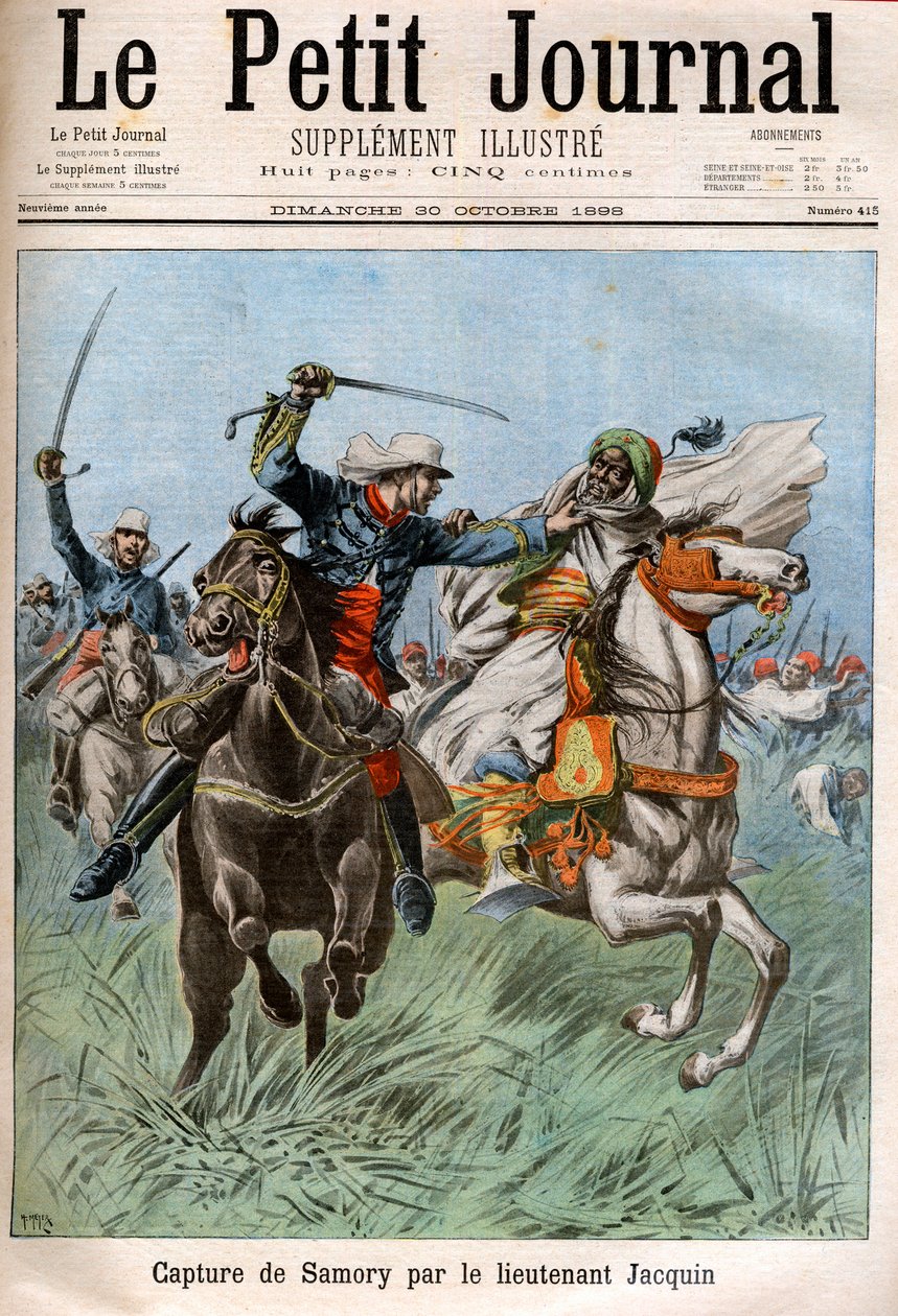 Capture of Samory Toure (circa 1830-1900), Sudanese leader and opponent of French colonization in Africa, by Captain Gouraud and Lieutenant Jacquin. Sudan by French School