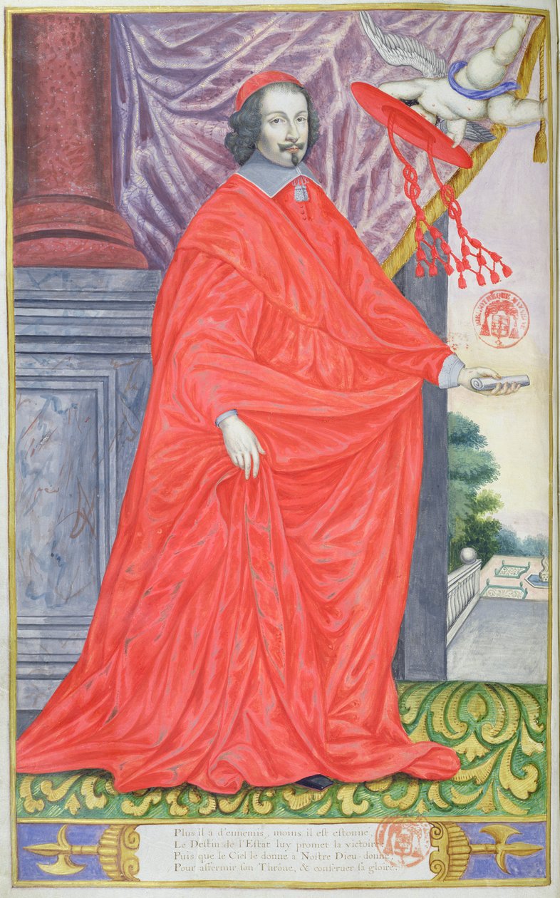 Cardinal Mazarin, Illustration from Les Panegyriques des Hommes Illustres de Notre Siecle by Puget de la Serre, 1655 by French School