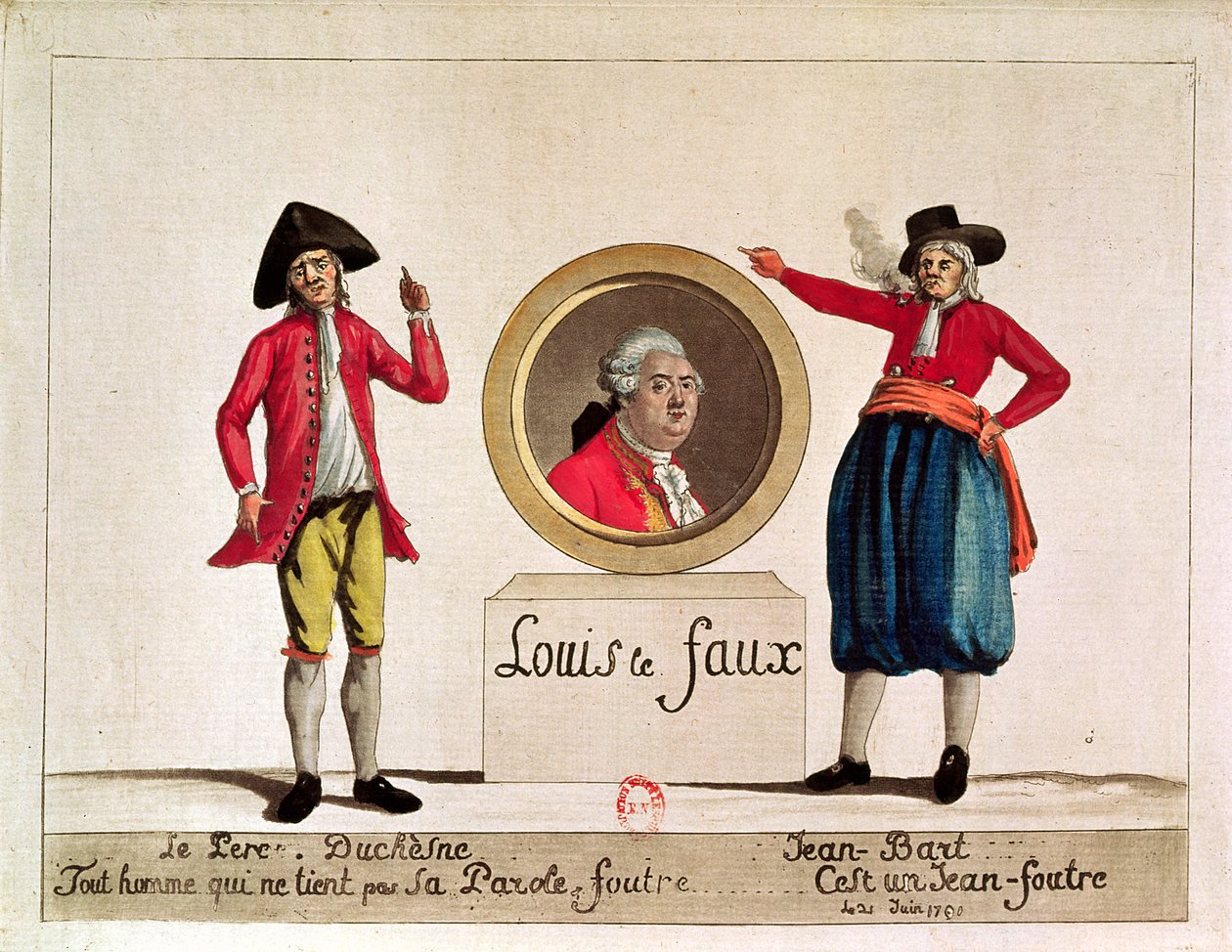 Caricature of Louis XVI, Louis le Faux, from Le Pere Duchesne, June 1791 by French School