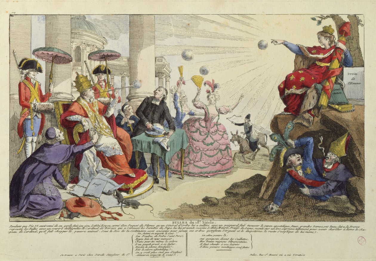 Caricature of Papal Bulls of the 18th Century by French School