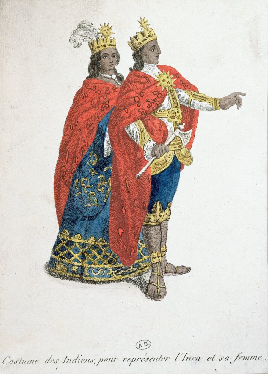 Carnival Costumes representing the Inca king and queen, late eighteenth century by French School