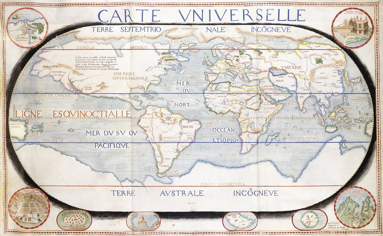 Universal Map by French School: Premium art reproduction