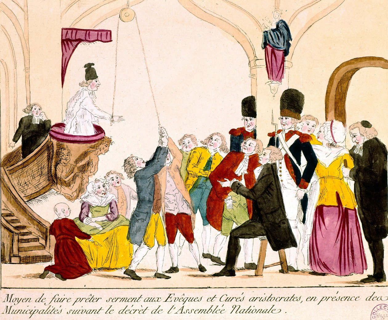 Cartoon depicting French Aristocrats and Clergy Taking the Oath of Allegiance to the Republic by French School