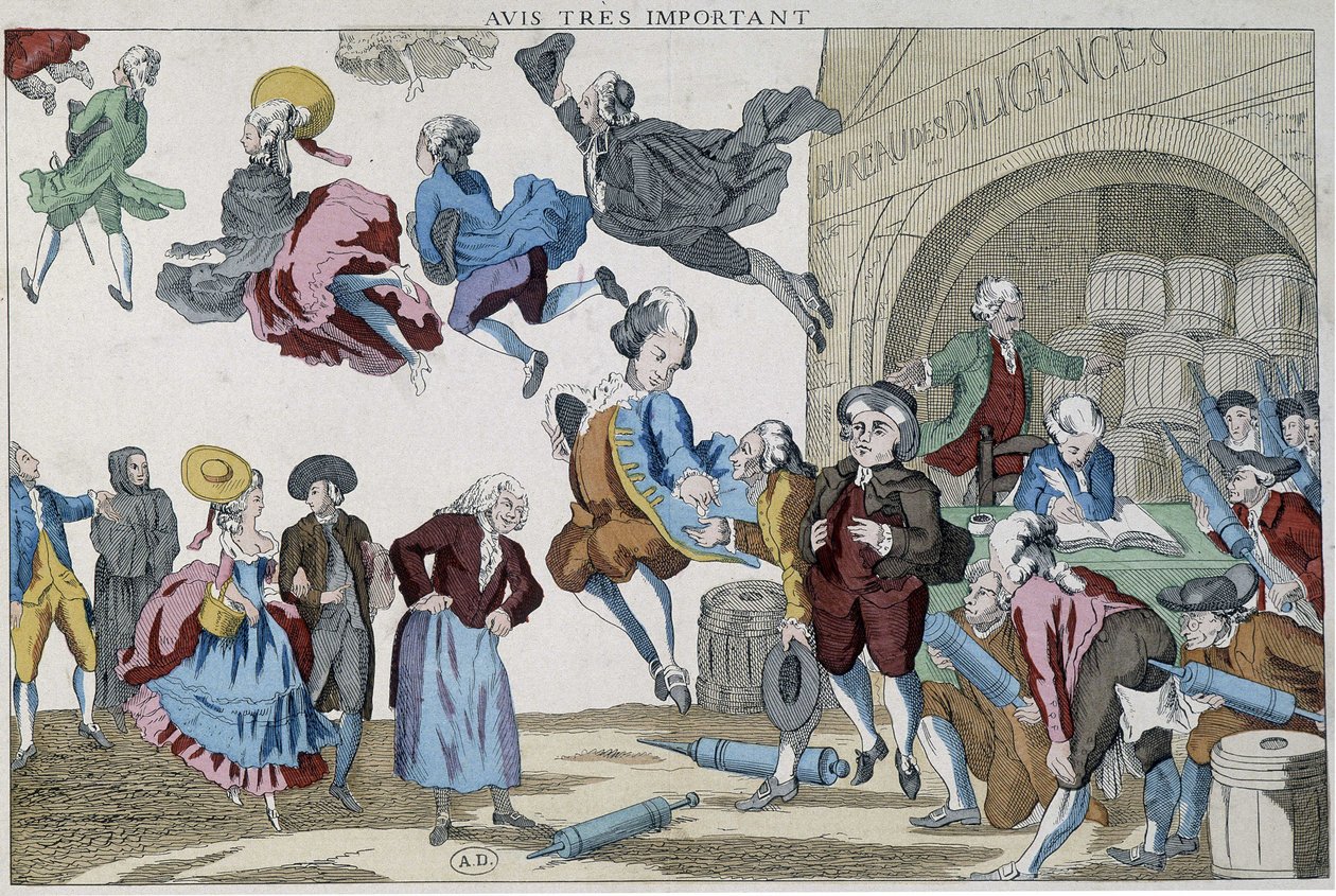 Cartoon on Air Diligences by French School