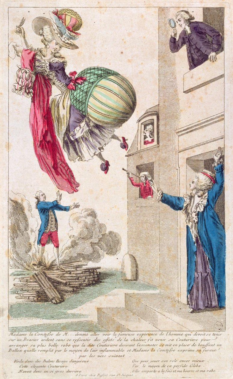 Cartoon Ridiculing Fashion and Ballooning by French School