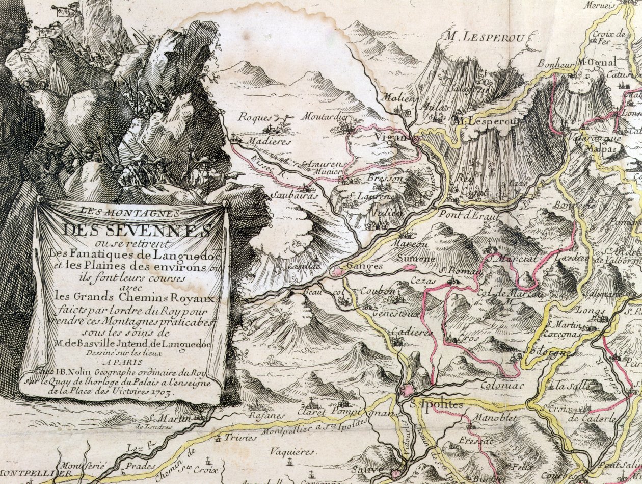 Cartouche from a Map of the Cevennes Region, 1703 by French School