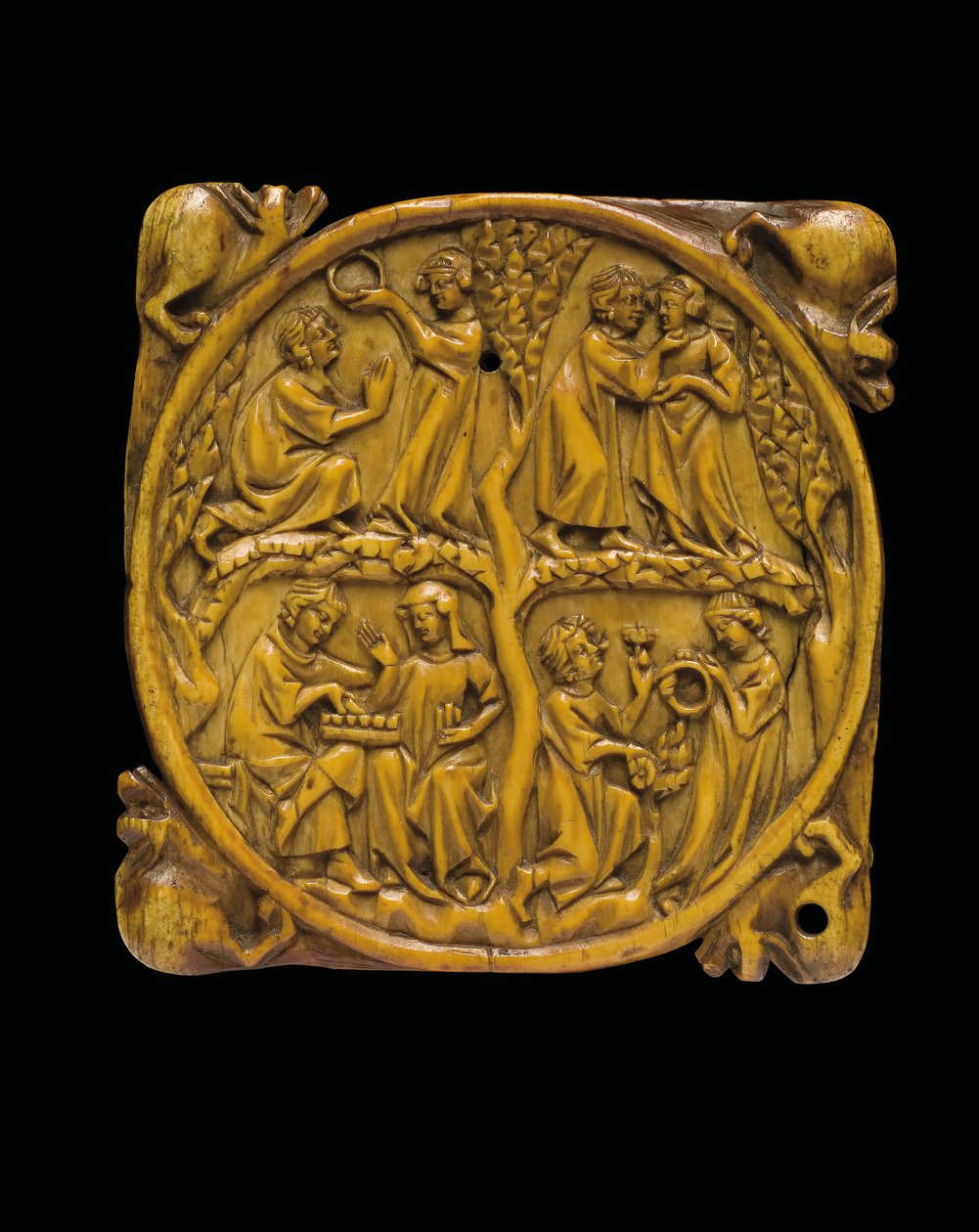 Carved mirror case cover, Paris, c.1310-20 by French School