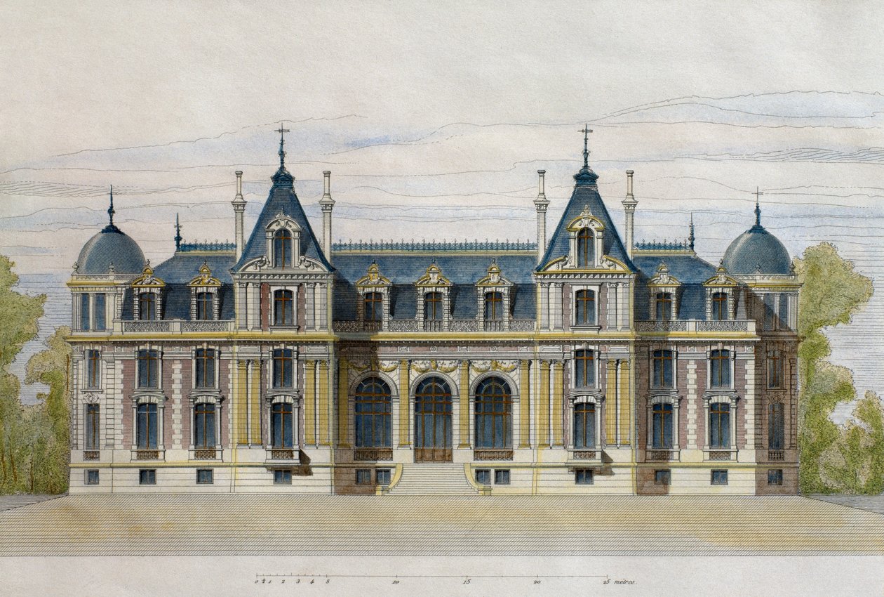 Castle of Neuflize Belonging to Pate Brothers, Garden Facade (engraved by F. Penel) by French School