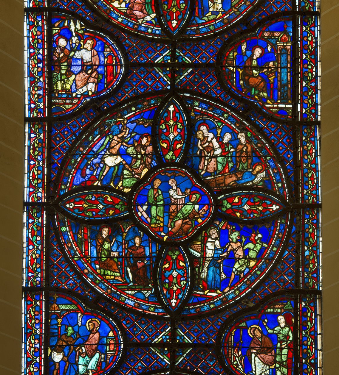 Cathedral of Chartres, Stained Glass: The Life of Saint Anthony and Saint Paul (detail) by French School