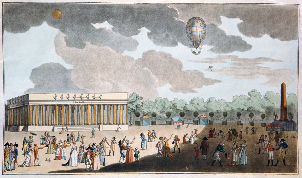 Celebration of Bastille Day, July 14 on the Champs Elysees, Paris in 1801 by French School