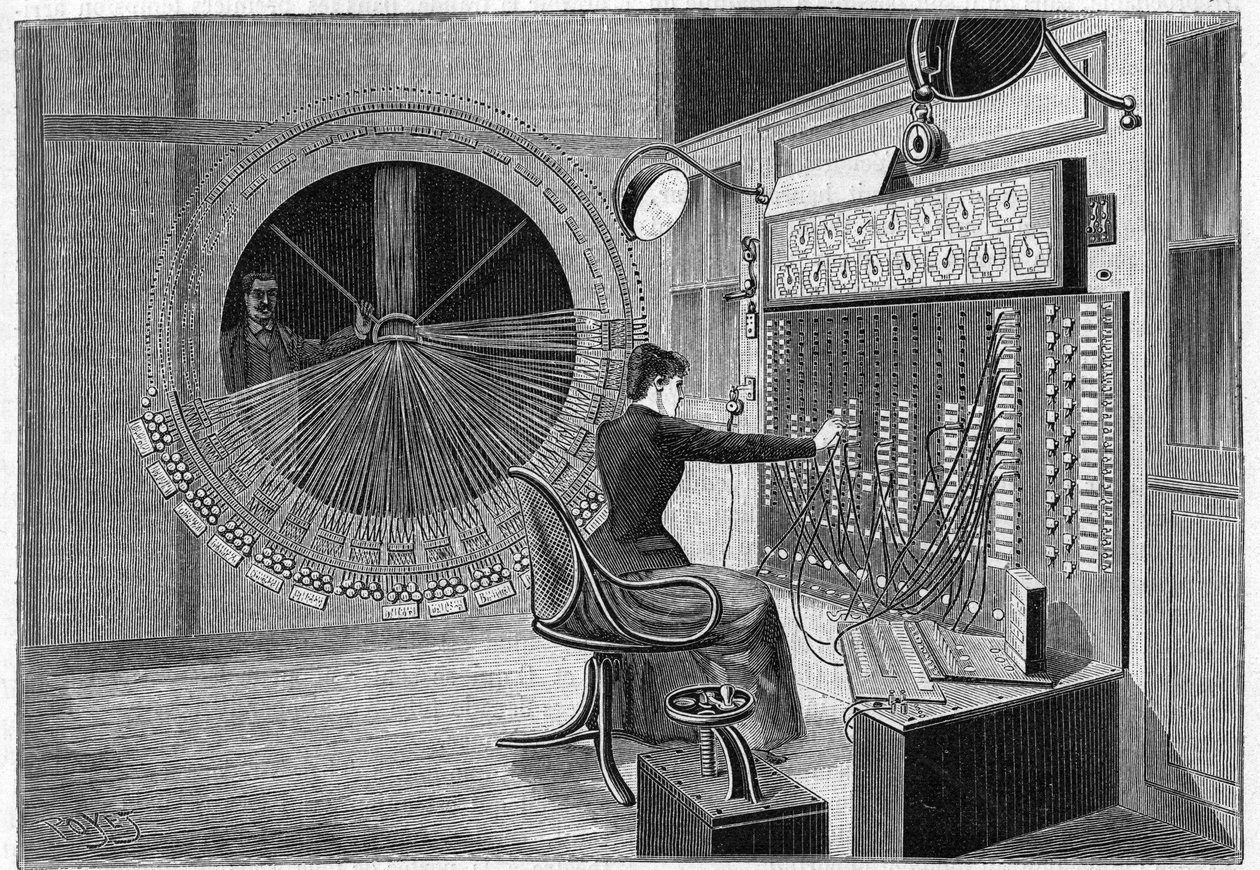 Central Office of the Theatrophone (Home Theater Auditions) in Paris in 1892 by French School