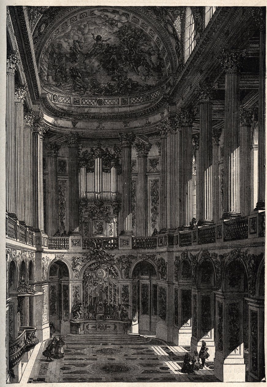 Chapel of the Palace of Versailles - engraving in 