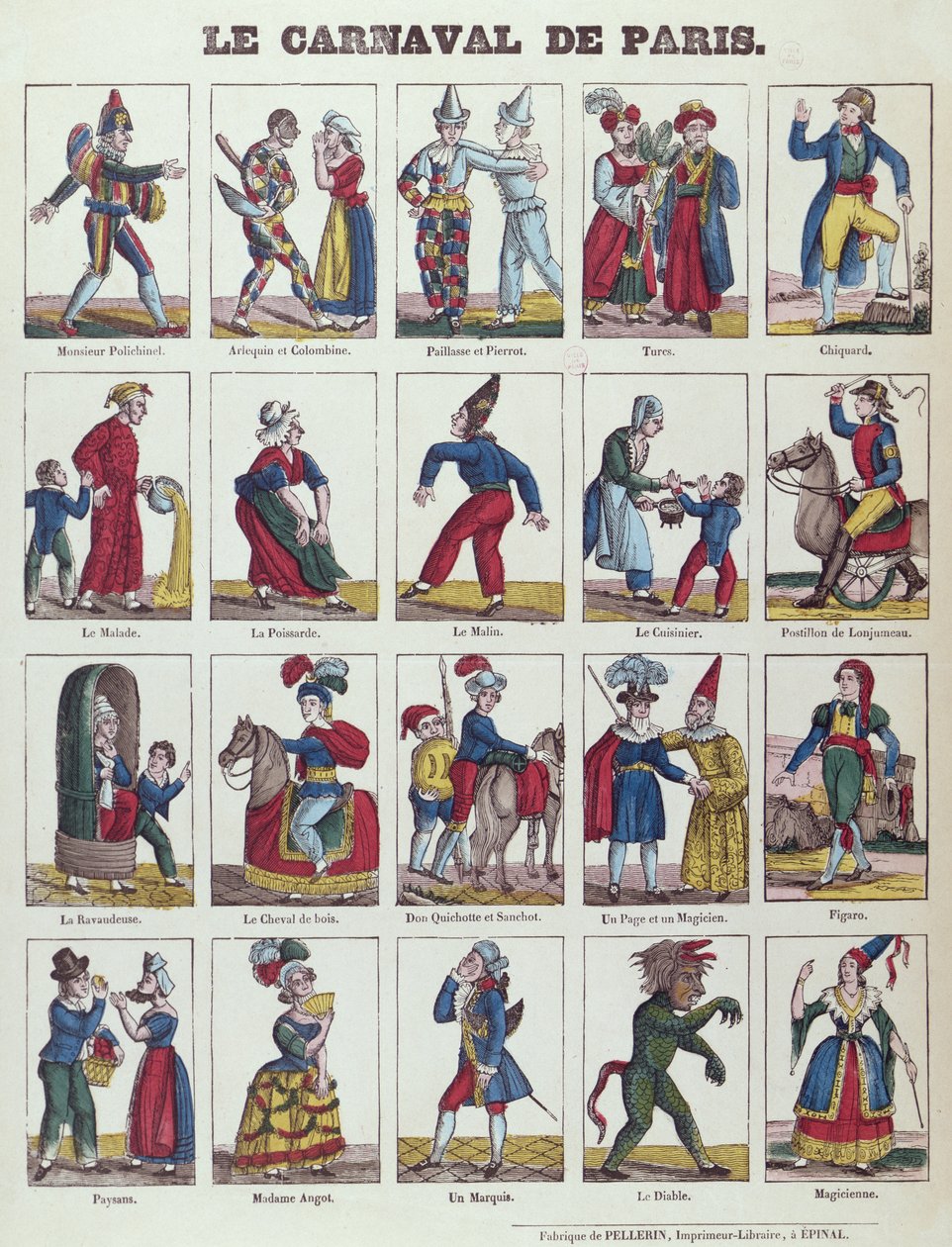 Characters of the Paris Carnival by French School