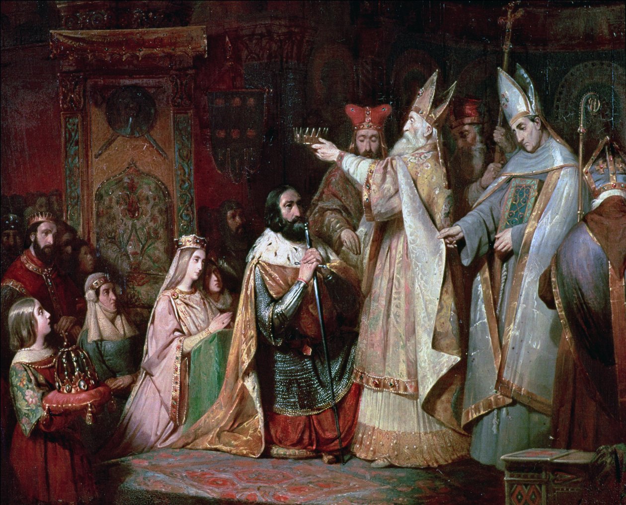 Charlemagne (747-814) Crowned King of Italy in 774 by French School