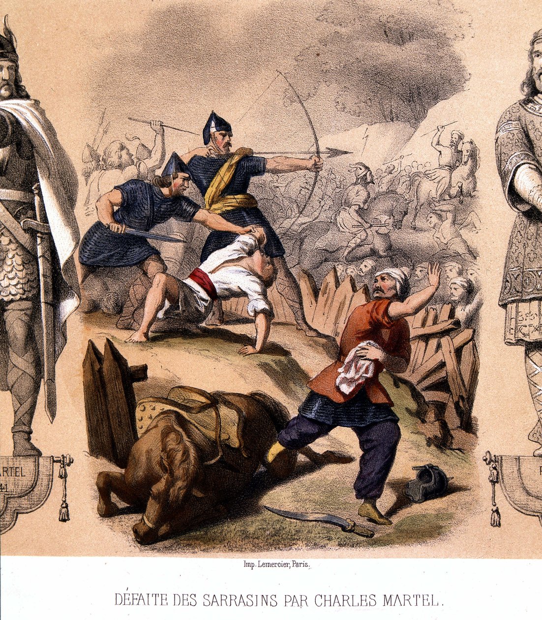 Charles Martel defeated the Saracens at Poitiers, 732 by French School