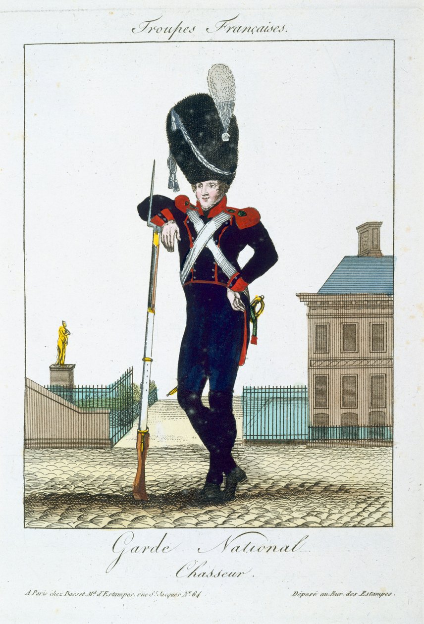 Chasseur of the National Guard, from Troupes Francaises, pub. chez Basset, Paris, c.1790 by French School