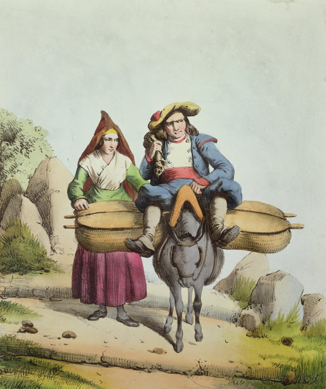 Cheese sellers from the Tarbes region, c.1840 by French School