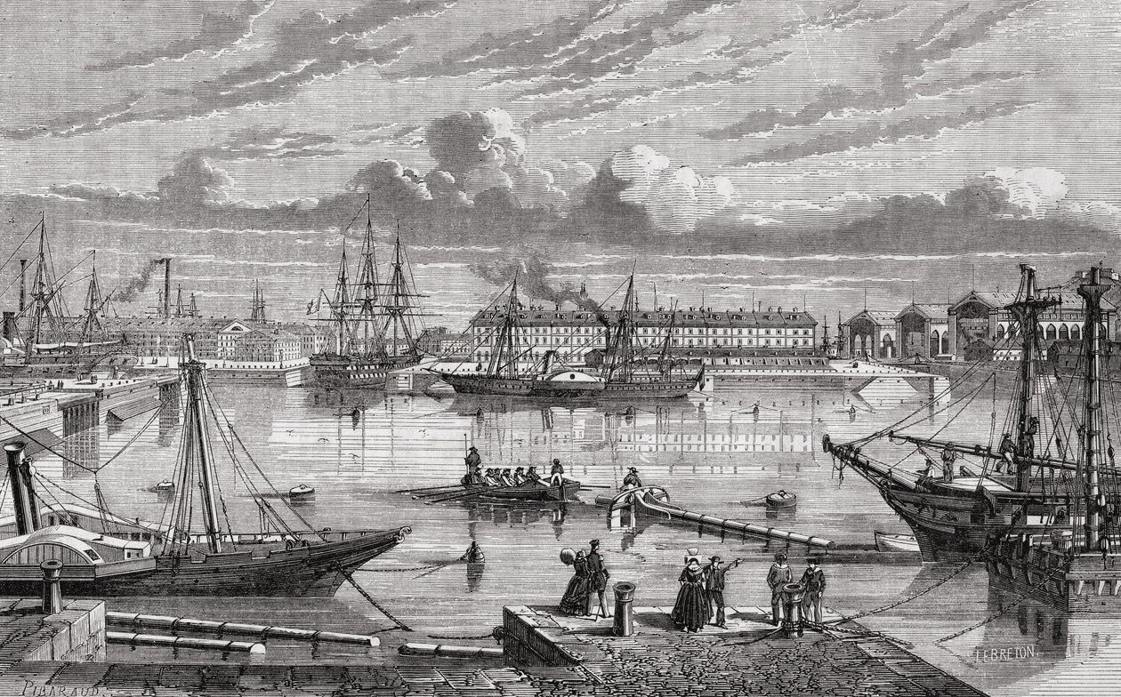 Cherbourg in the 18th Century, Engraved by Le Breton After Pibaraud, from 