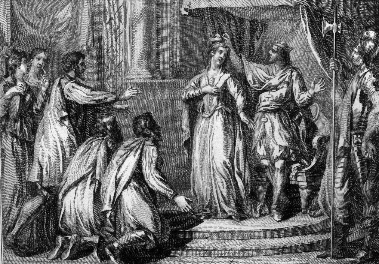 Chilperic I (ca. 539-584), king of Neustria, crowned his wife, Fredegonde (545-597), queen of the kingdom, in 568 by French School