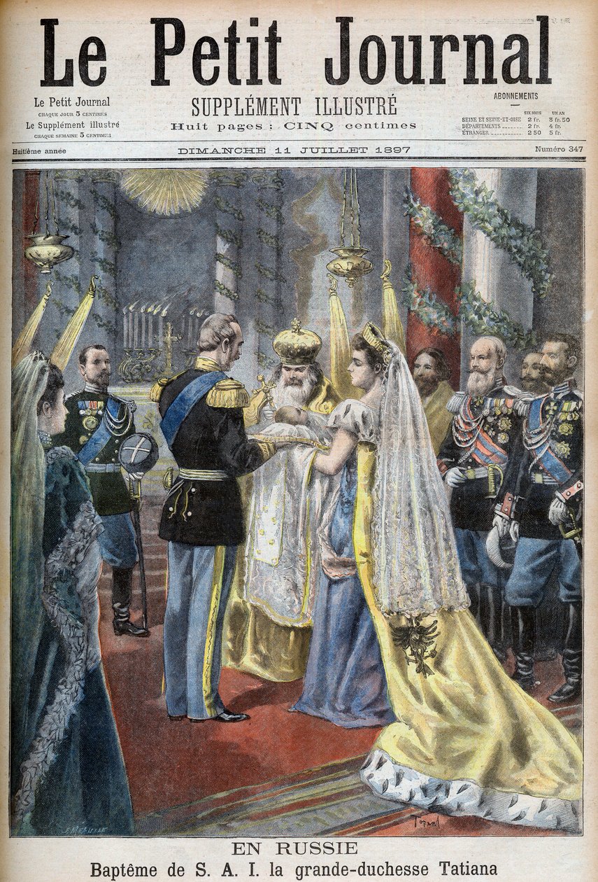 Christening of Grand Duchess Tatiana of Russia, illustration for Le Petit Journal by French School