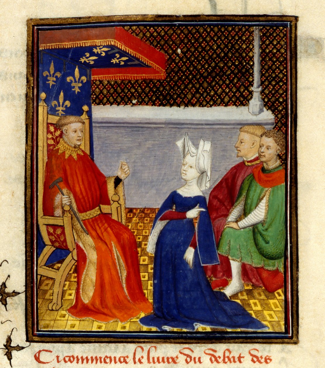 Christine addressing Louis d’Orléans, MS Harley 4431, f.58v, France, c.1410-14 by French School