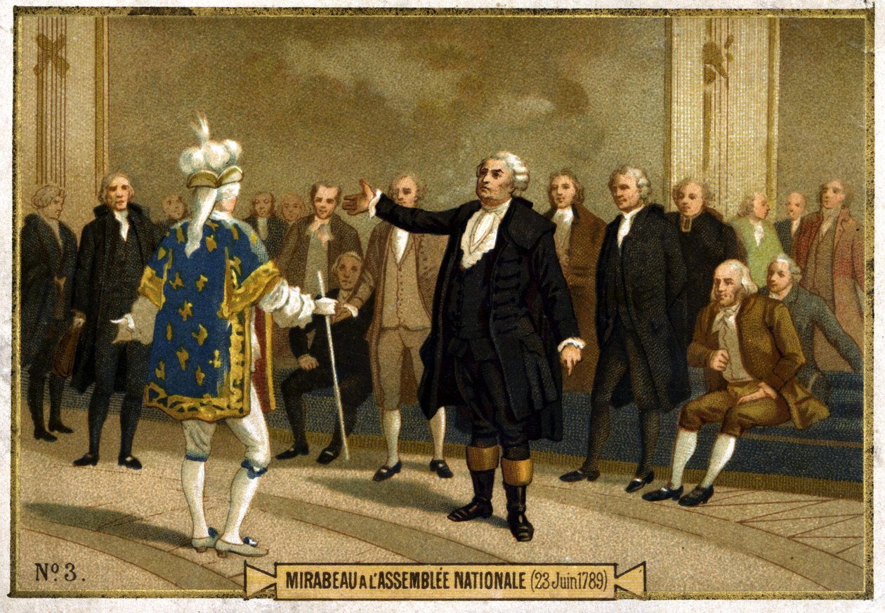 Chromolithography representing Honore Gabriel Riqueti, Count of Mirabeau in the National Assembly on June 23 by French School