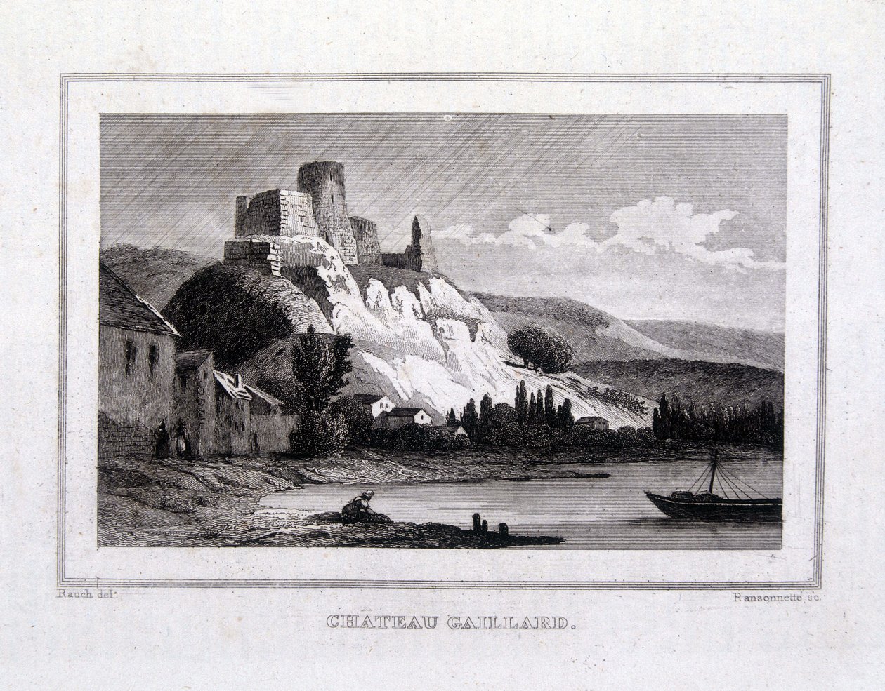 Château Gaillard seen from the Seine by French School