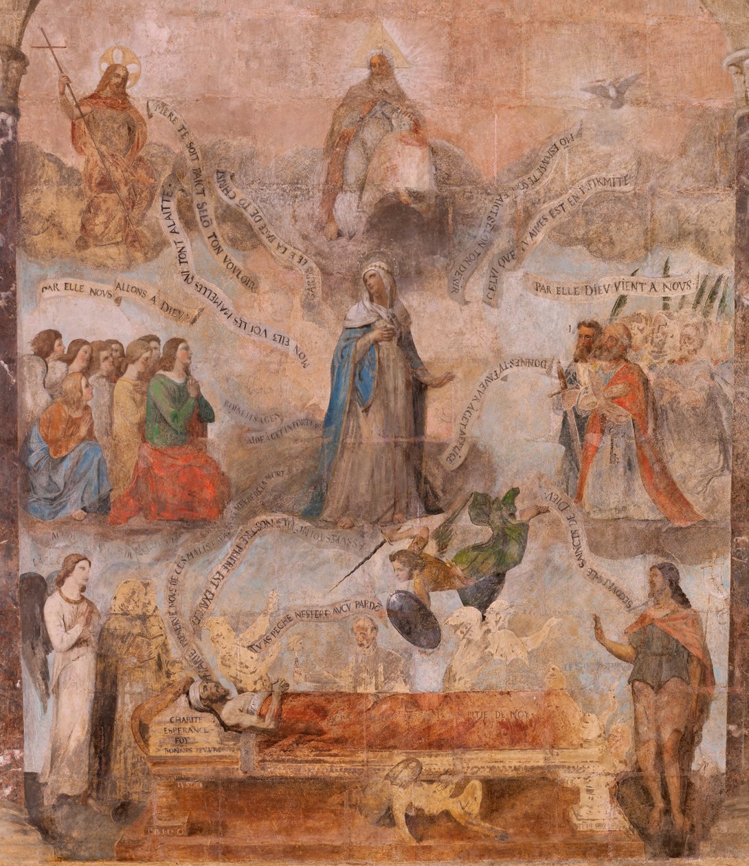 Church of Saint John the Baptist. Interior. Chapel of Saint Fursy. Mural Paintings. The Glorification of Mary. Early 17th Century by French School