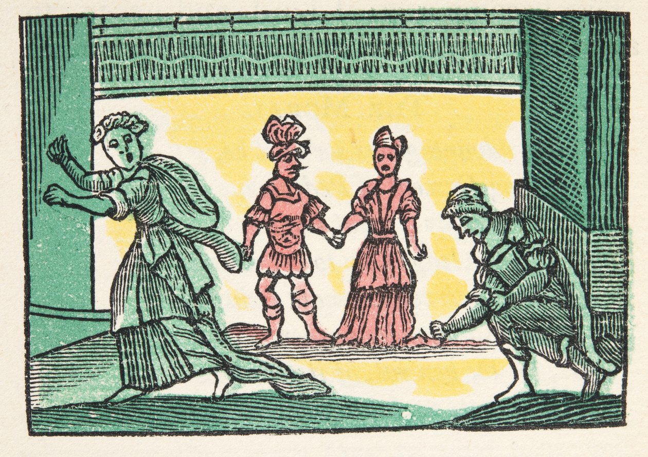 Cinderella or the Little Glass Slipper, from Histories or Tales of Past Times Told by Mother Goose, With Morals, by M. Perrault, pub. 1925 (hand coloured woodblock print) by French School