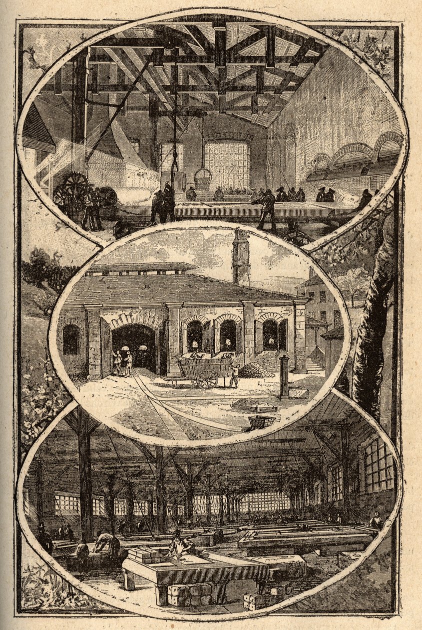 Cirey-sur-Vezouze (Meurthe-et-Moselle) - Manufacture des Glaces - Engraving in 