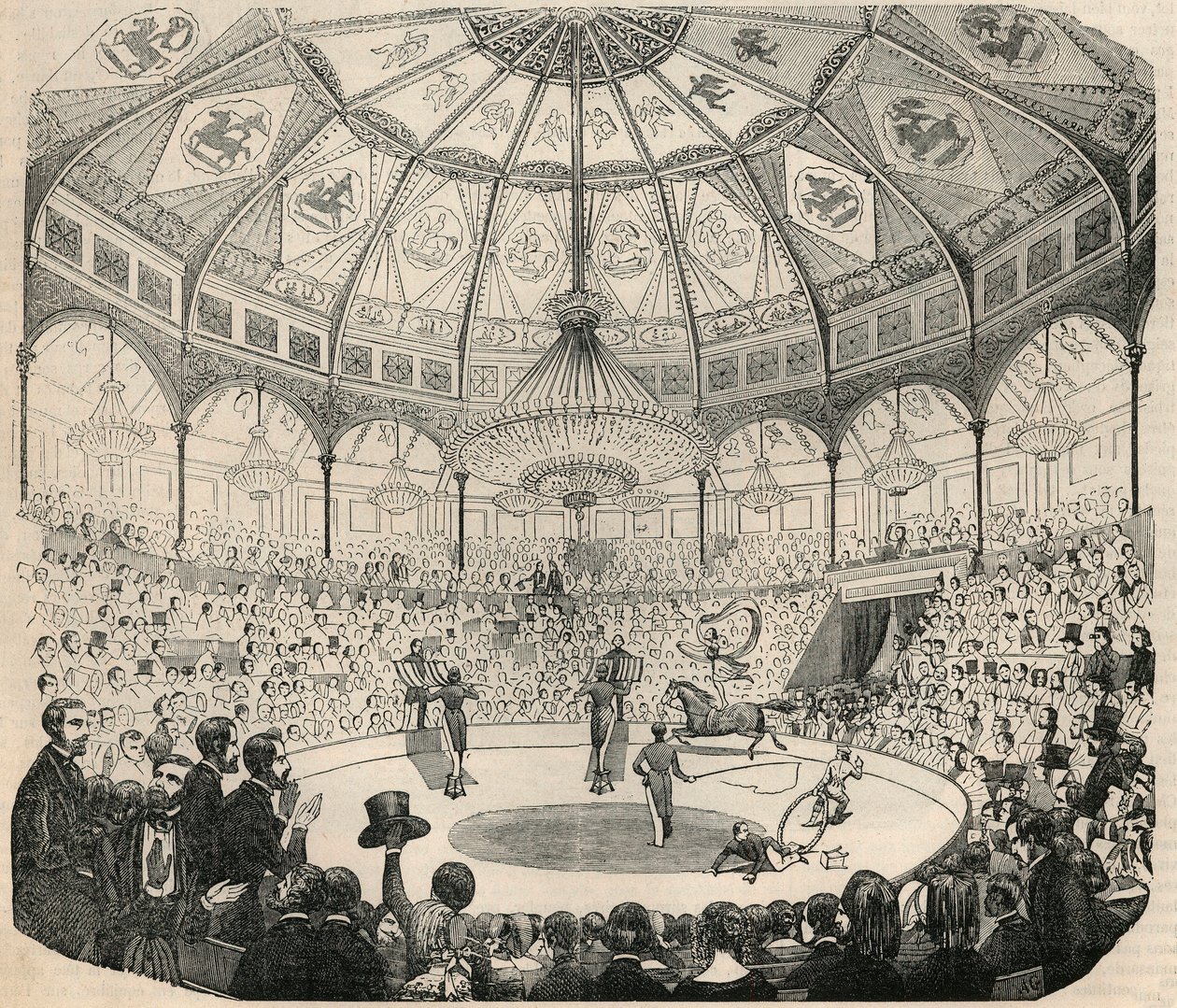 Cirque National des Champs Elysees in the 19th Century - Engraving in 